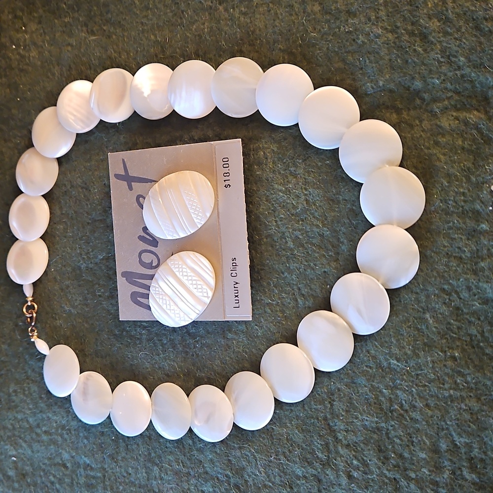 3 For $15 Elegant Cream Choker Necklace & Monet Luxury Clip Earrings